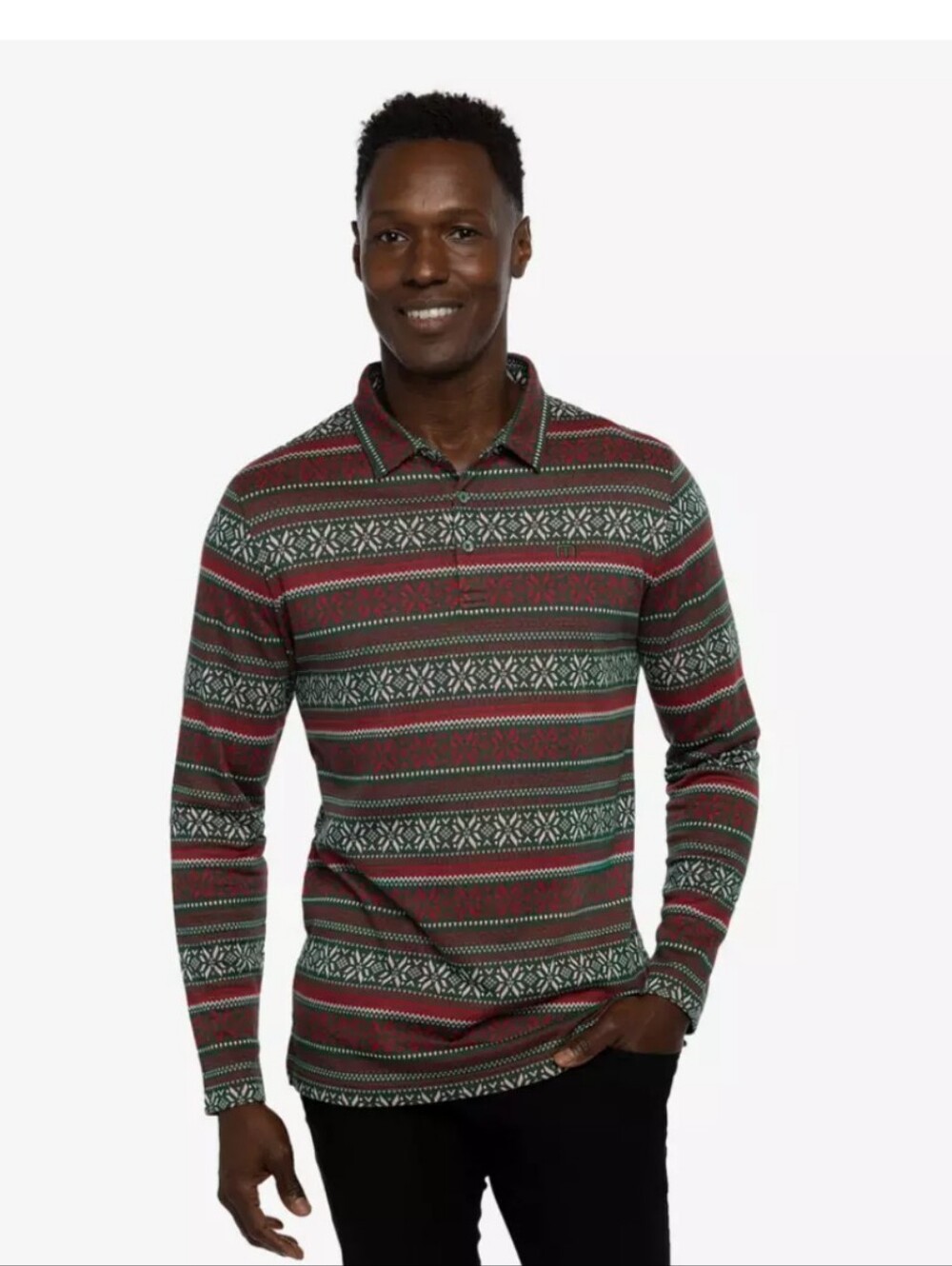 Travis Mathew Pure Gold Long Sleeve Golf Polo Men's Size Small Holiday
